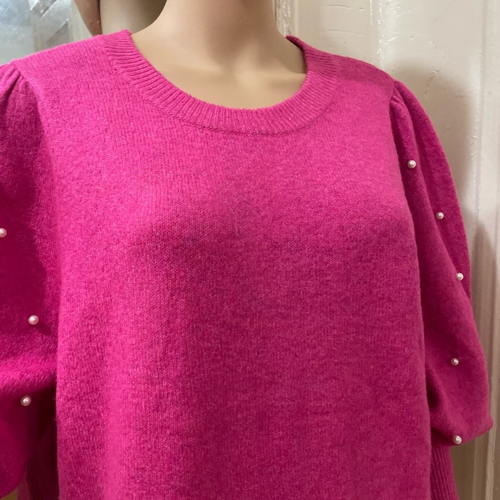 CeCe Fuchsia Sweater with Pearl Details - Picture 11 of 15